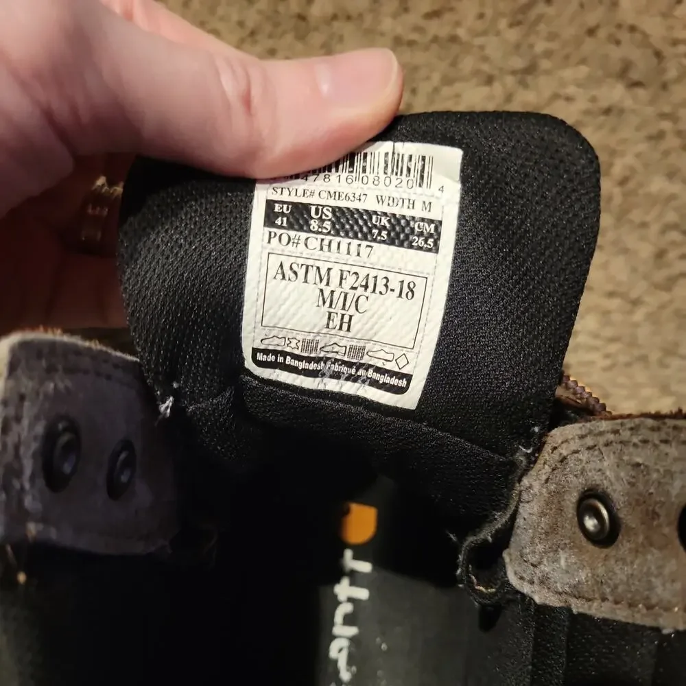 Carhartt Boots Men Size 8.5 Ground Force Waterproof 6” Composite Toe Work Boots